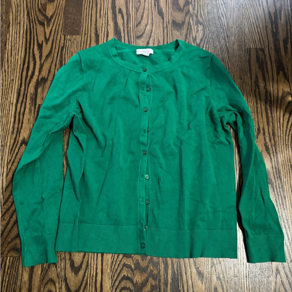 Charter Club Green Cardigan Sweater Classic Knit large